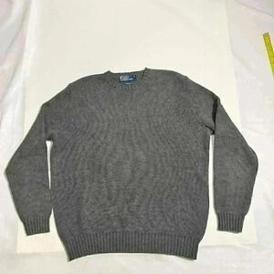 Vintage Polo Ralph Lauren Gray Crew Neck Knit Sweater Pony 90s Mens Size Large